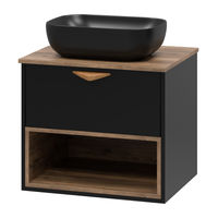 Тумба под раковину Brevita Bergen 60 подвесная с подсветкой 1 ящ. / BER-07060-19-02-1Я черный/темное дерево — 2