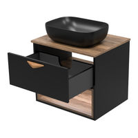 Тумба под раковину Brevita Bergen 60 подвесная с подсветкой 1 ящ. / BER-07060-19-02-1Я черный/темное дерево — 7