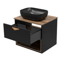 Тумба под раковину Brevita Bergen 60 подвесная с подсветкой 1 ящ. / BER-07060-19-02-1Я черный/темное дерево — 8