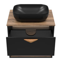 Тумба под раковину Brevita Bergen 60 подвесная с подсветкой 1 ящ. / BER-07060-19-02-1Я черный/темное дерево — 5