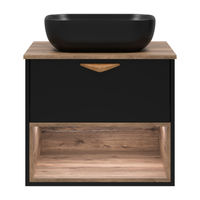 Тумба под раковину Brevita Bergen 60 подвесная с подсветкой 1 ящ. / BER-07060-19-02-1Я черный/темное дерево — 3