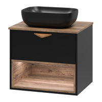 Тумба под раковину Brevita Bergen 60 подвесная с подсветкой 1 ящ. / BER-07060-19-02-1Я черный/темное дерево — 1
