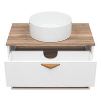 Тумба под раковину Brevita Bergen 80 подвесная с подсветкой 1 ящ. / BER-07080-19-01-1Я белый/темное дерево — 6