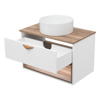 Тумба под раковину Brevita Bergen 80 подвесная с подсветкой 1 ящ. / BER-07080-19-01-1Я белый/темное дерево — 7