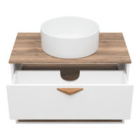 Тумба под раковину Brevita Bergen 80 подвесная с подсветкой 1 ящ. / BER-07080-19-01-1Я белый/темное дерево — 5