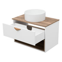 Тумба под раковину Brevita Bergen 80 подвесная с подсветкой 1 ящ. / BER-07080-19-01-1Я белый/темное дерево — 8