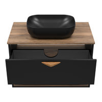 Тумба под раковину Brevita Bergen 80 подвесная с подсветкой 1 ящ. / BER-07080-19-02-1Я черный/темное дерево — 7