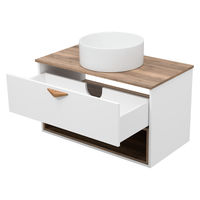 Тумба под раковину Brevita Bergen 90 подвесная с подсветкой 1 ящ. / BER-07090-19-01-1Я белый/темное дерево — 6