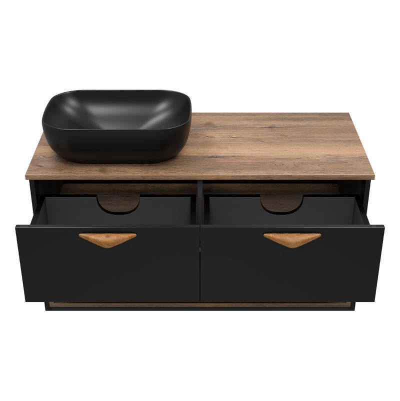 Тумба под раковину Brevita Bergen 105 подвесная с подсветкой 2 ящ. / BER-07105-19-02-2Я черный/темное дерево