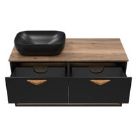 Тумба под раковину Brevita Bergen 105 подвесная с подсветкой 2 ящ. / BER-07105-19-02-2Я черный/темное дерево — 8