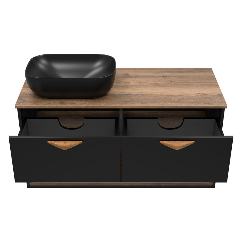 Тумба под раковину Brevita Bergen 105 подвесная с подсветкой 2 ящ. / BER-07105-19-02-2Я черный/темное дерево