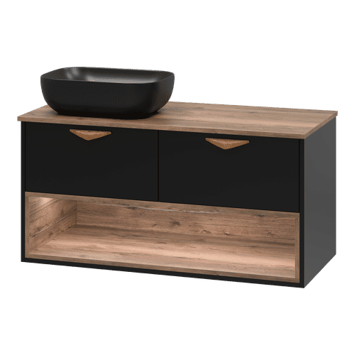 Тумба под раковину Brevita Bergen 105 подвесная с подсветкой 2 ящ. / BER-07105-19-02-2Я черный/темное дерево