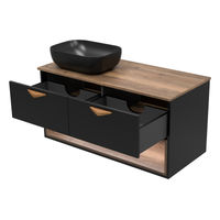 Тумба под раковину Brevita Bergen 105 подвесная с подсветкой 2 ящ. / BER-07105-19-02-2Я черный/темное дерево — 5