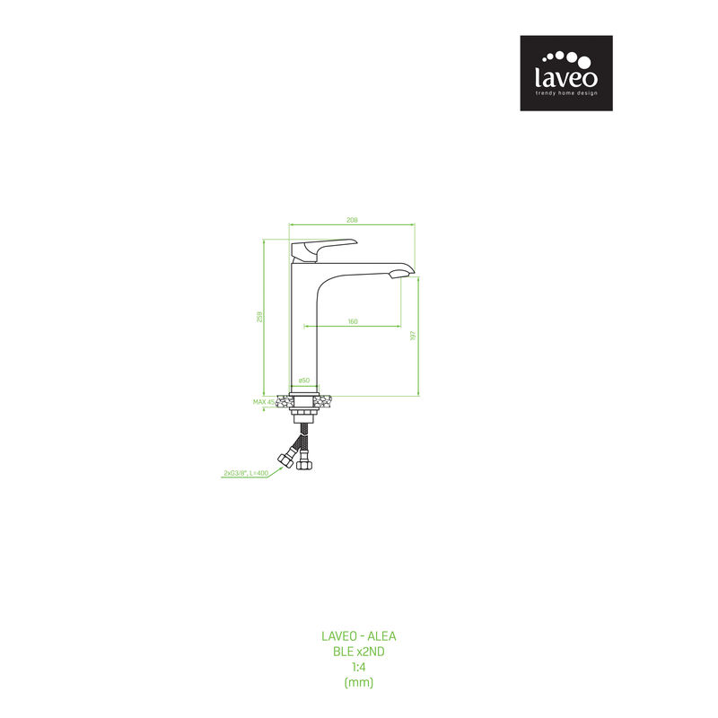 Смеситель для раковины Laveo Alea BLE_62ND белый