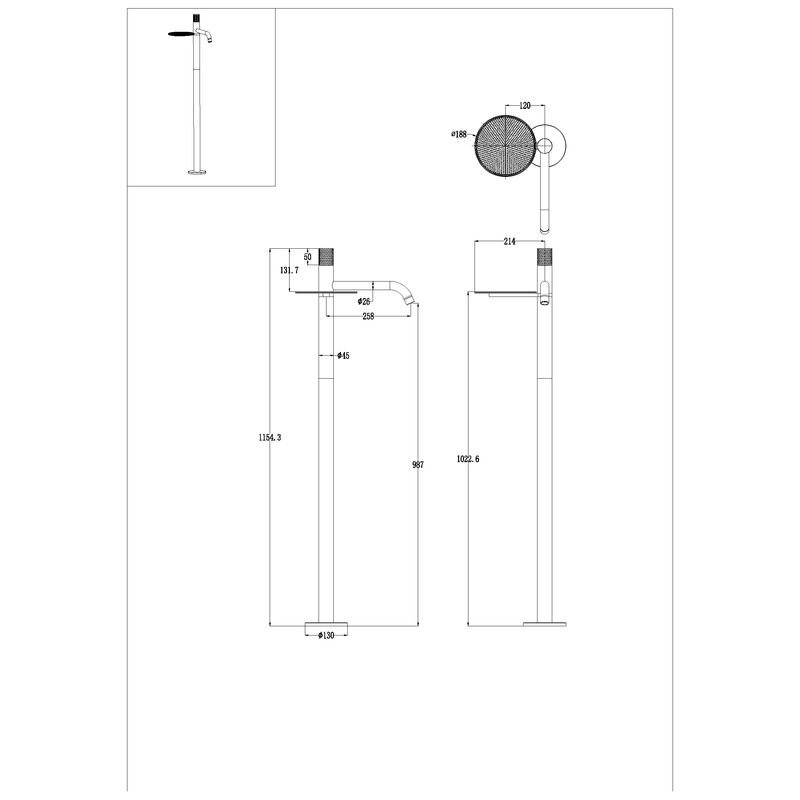 Смеситель для раковины BOHEME Stick 120-CRCR.4 напольный Chrome Spirale