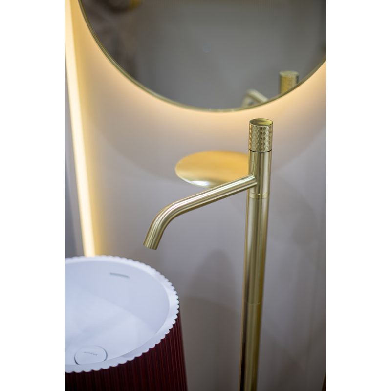 Смеситель для раковины BOHEME Stick 120-MG напольный Matt Gold с ручкой Diamond