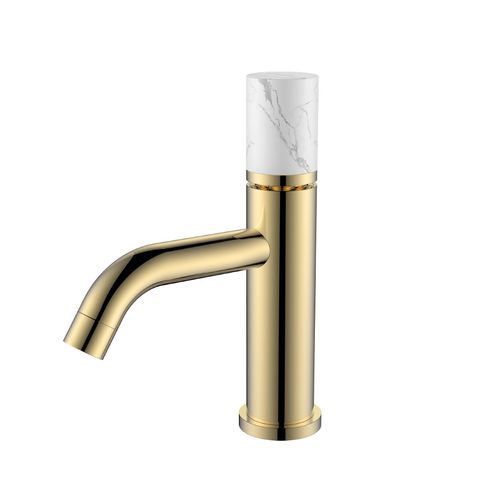 Смеситель для раковины BOHEME Stick 121-G-MR-W Gold Mramor White