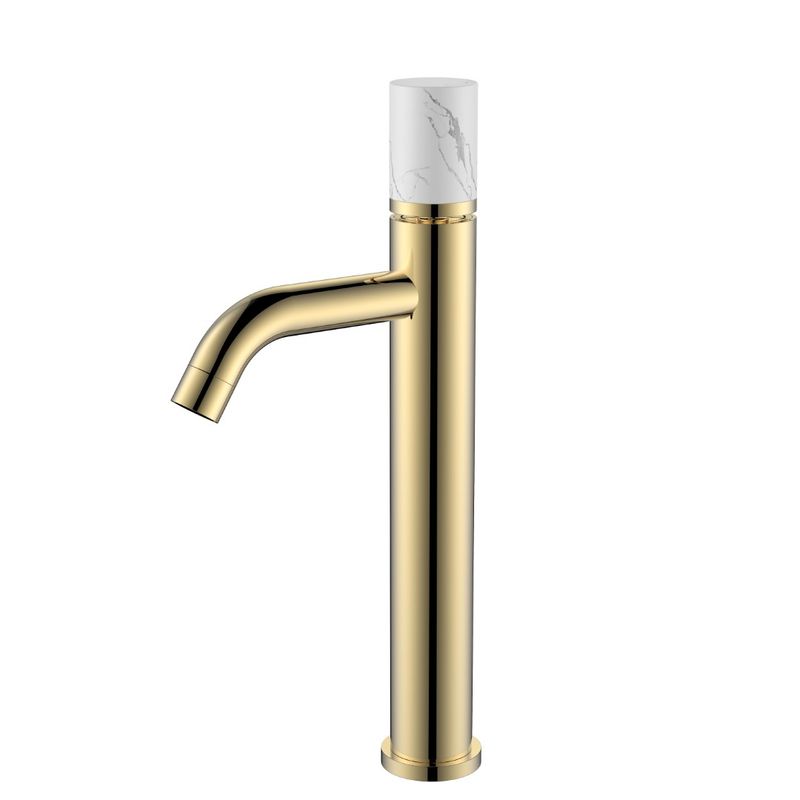 Смеситель для раковины BOHEME Stick 122-G-MR-WHITE Gold Mramor White