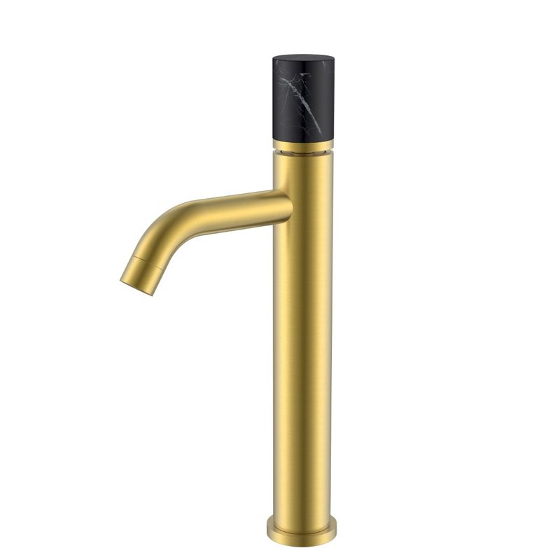 Смеситель для раковины BOHEME Stick 122-MG-MR-B Matt Gold Mramor Black