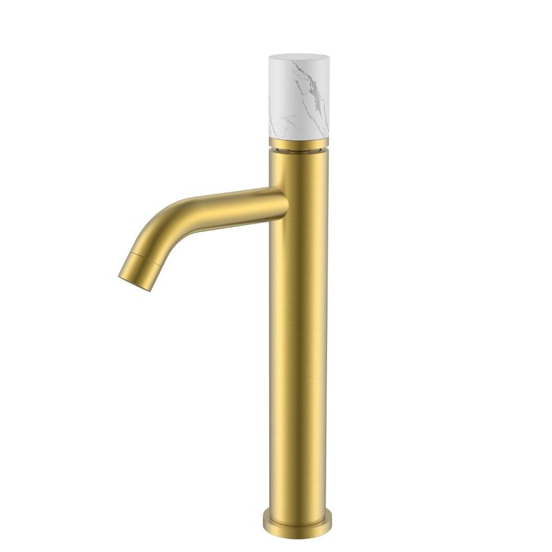 Смеситель для раковины BOHEME Stick 122-MG-MR-W Matt Gold Mramor White