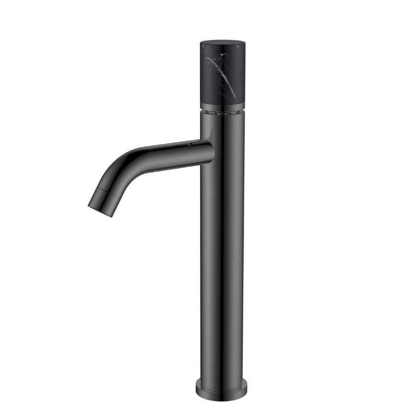 Смеситель для раковины BOHEME Stick 122-SGM-MR-B Shine Gun Metal Mramor Black