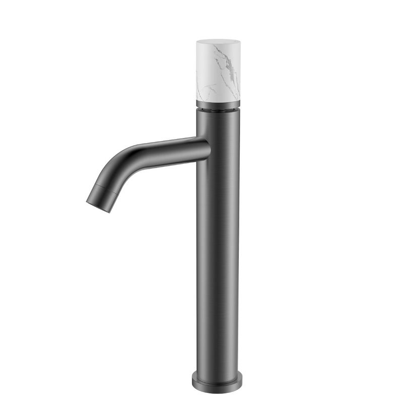 Смеситель для раковины BOHEME Stick 122-SGM-MR-W Shine Gun Metal Mramor White