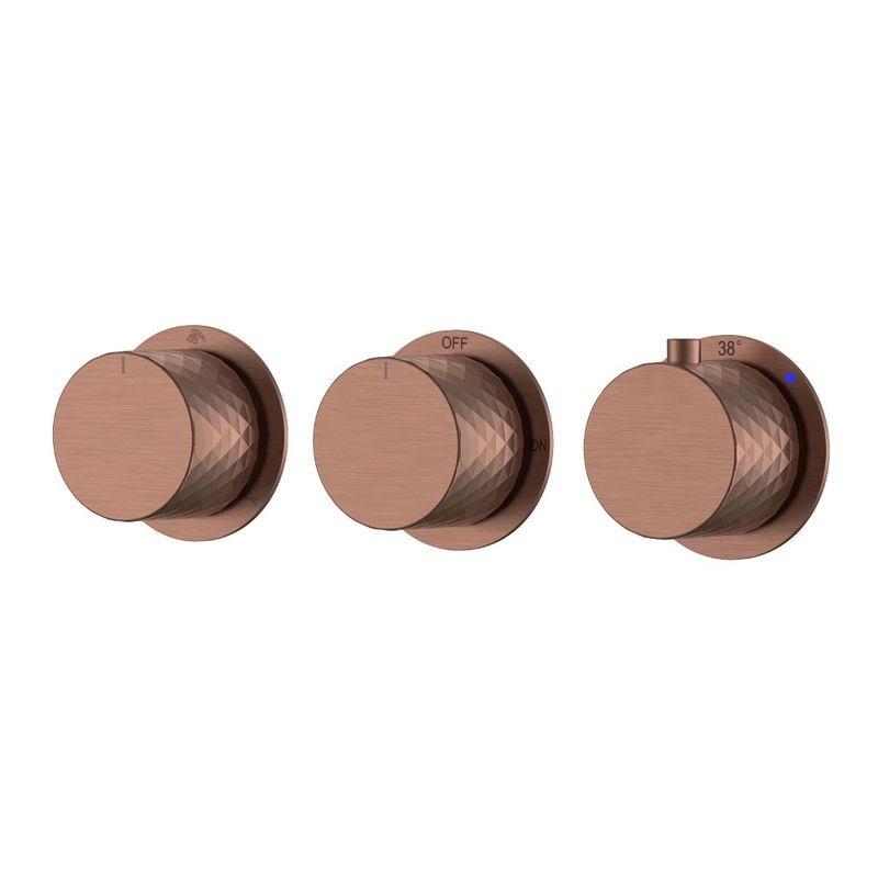 Смеситель скрытого монтажа для душа BOHEME Stick Diamond 124-T-3-BRB.1 с термостатом Brushed Bronze