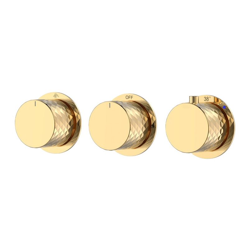 Смеситель скрытого монтажа для душа BOHEME Stick Diamond 124-T-3-G.1 с термостатом Gold