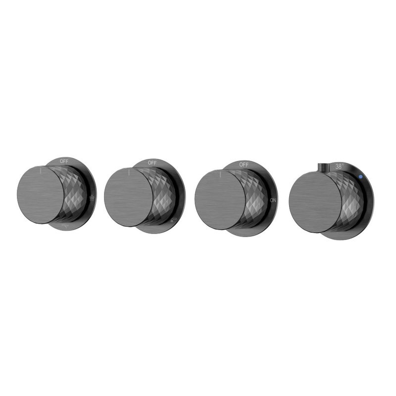 Смеситель скрытого монтажа для душа BOHEME Stick Diamond 124-T-5-GM.1 с термостатом Gun Metal