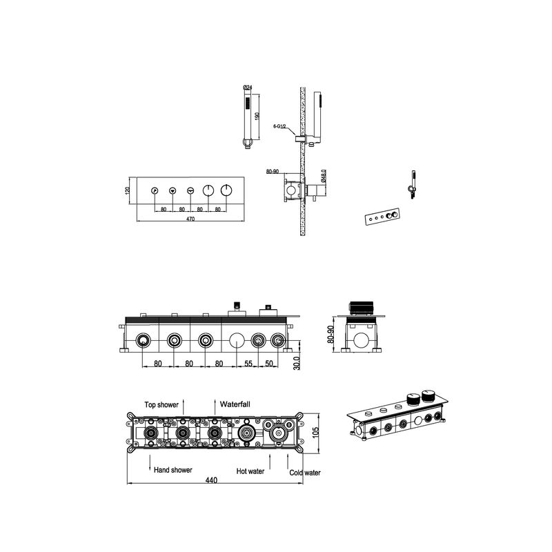 Душевой гарнитур скрытого монтажа BOHEME Fusion Termo 131-SYS-MW Matt White