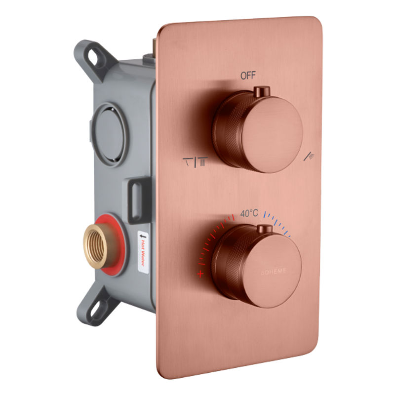 Смеситель скрытого монтажа для душа BOHEME Cell 134-2-CB с термостатом Copper Brushed