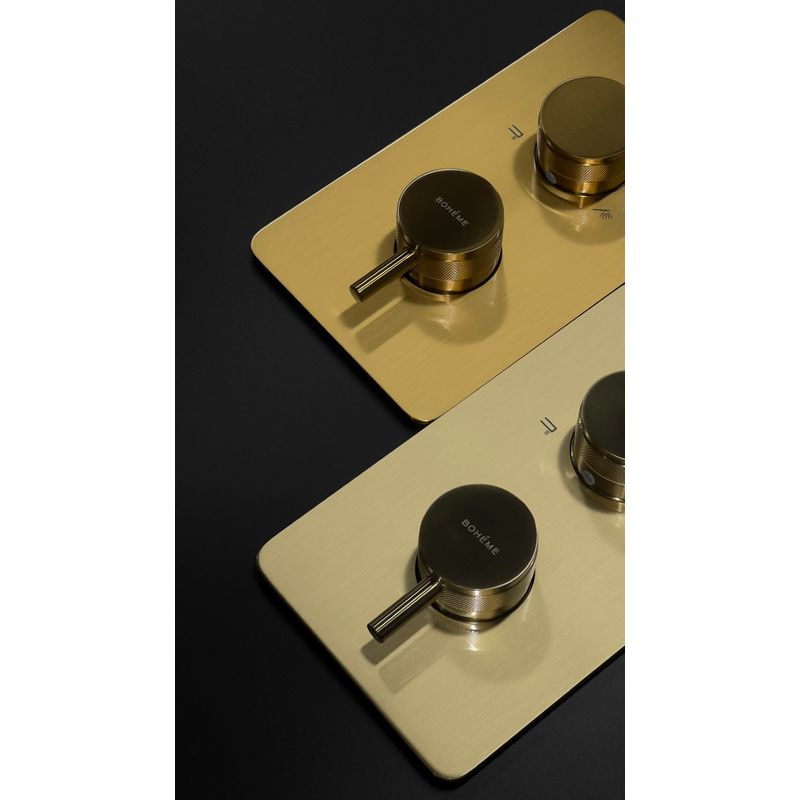 Смеситель скрытого монтажа для душа BOHEME Cell 134-2-G с термостатом Gold