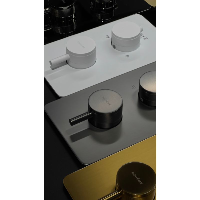 Смеситель скрытого монтажа для душа BOHEME Cell 134-2-MW с термостатом Matt White