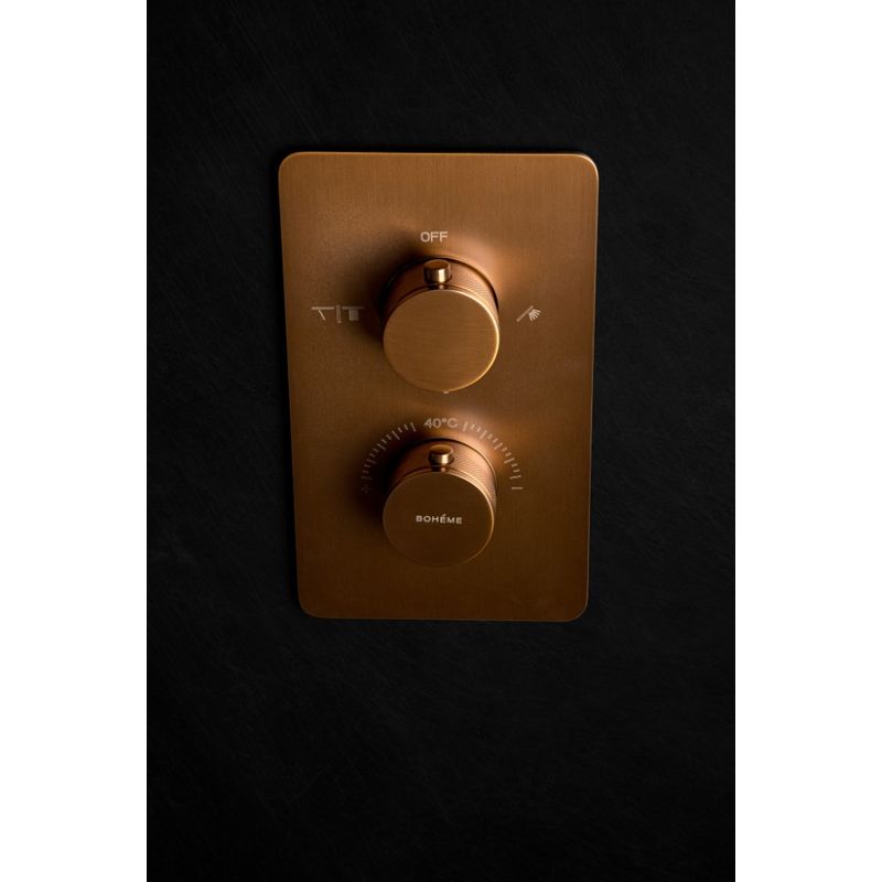 Смеситель скрытого монтажа для душа BOHEME Cell 134-3-BRB с термостатом Brushed Bronze