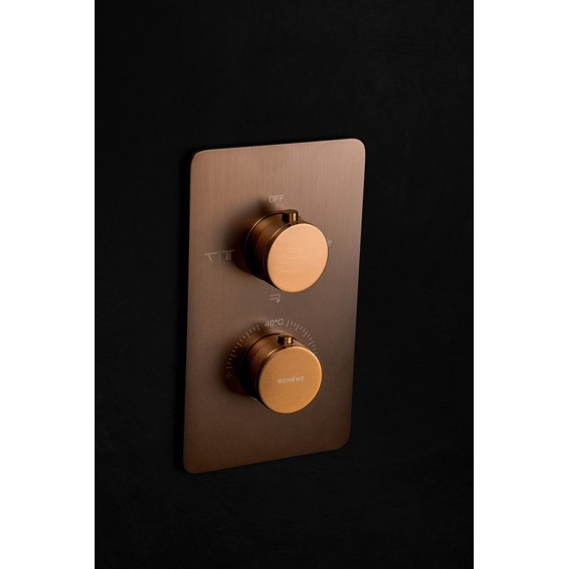Смеситель скрытого монтажа для душа BOHEME Cell 134-3-BRB с термостатом Brushed Bronze