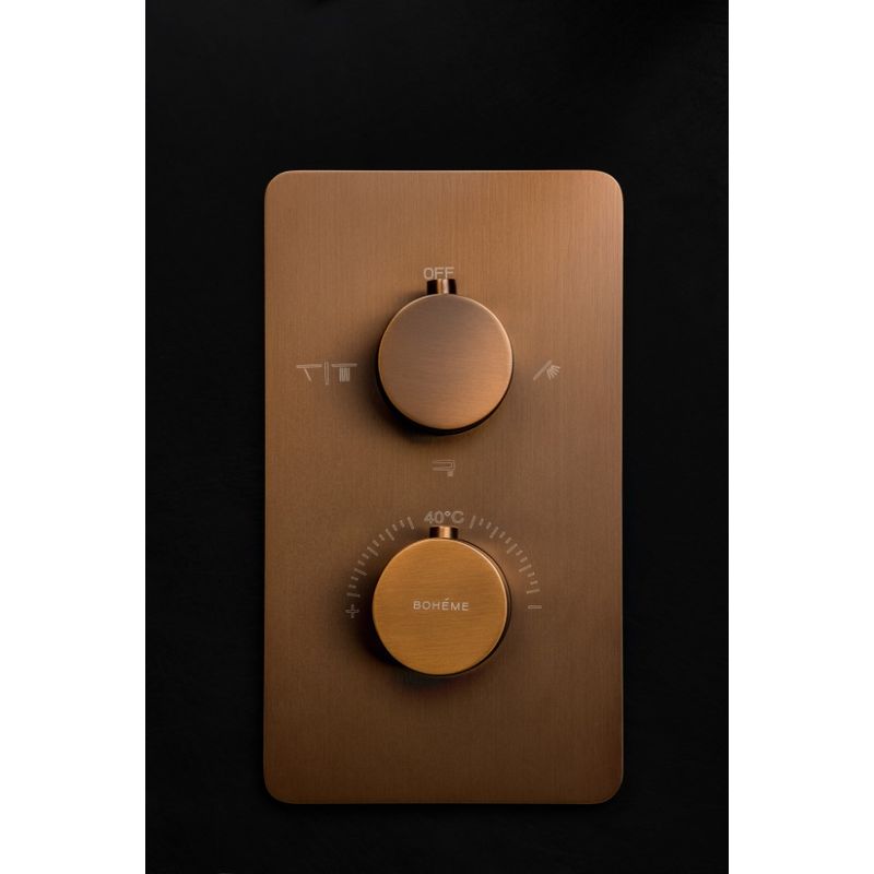 Смеситель скрытого монтажа для душа BOHEME Cell 134-3-BRB с термостатом Brushed Bronze