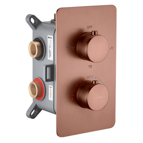 Смеситель скрытого монтажа для душа BOHEME Cell 134-3-BRB с термостатом Brushed Bronze