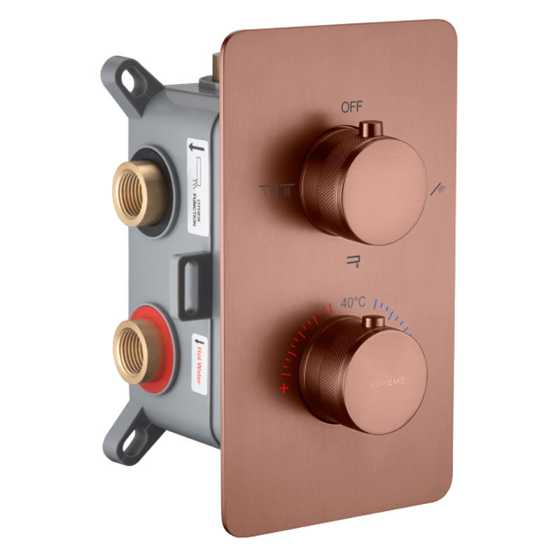 Смеситель скрытого монтажа для душа BOHEME Cell 134-3-BRB с термостатом Brushed Bronze