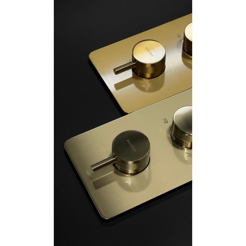 Смеситель скрытого монтажа для душа BOHEME Cell 134-3-G с термостатом Gold