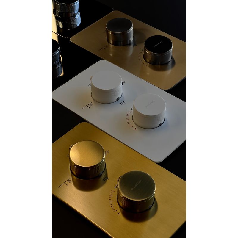 Смеситель скрытого монтажа для душа BOHEME Cell 134-3-MG с термостатом Matt Gold