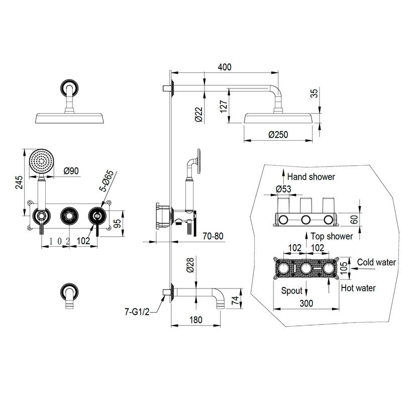 Душевая система скрытого монтажа BOHEME Eterna 174-2-NB Nickel Brush