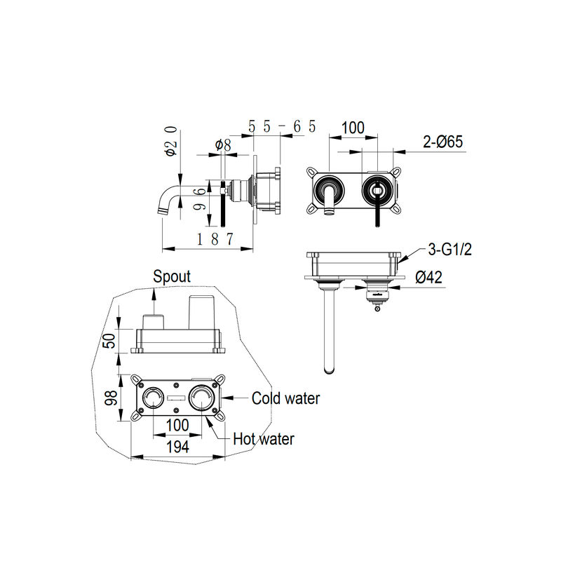 Смеситель скрытого монтажа для раковины BOHEME Eterna 175-BRB Brushed Bronze