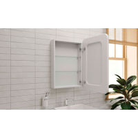 Шкаф с зеркалом для ванной Jorno Bosko 50 / Bos.03.50/W с подсветкой и часами — 3