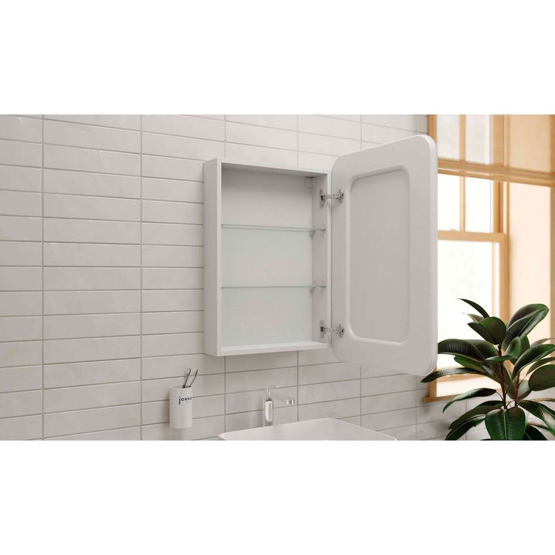 Шкаф с зеркалом для ванной Jorno Bosko 50 / Bos.03.50/W с подсветкой и часами