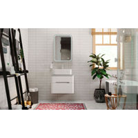 Шкаф с зеркалом для ванной Jorno Bosko 60 / Bos.03.60/W с подсветкой и часами — 6