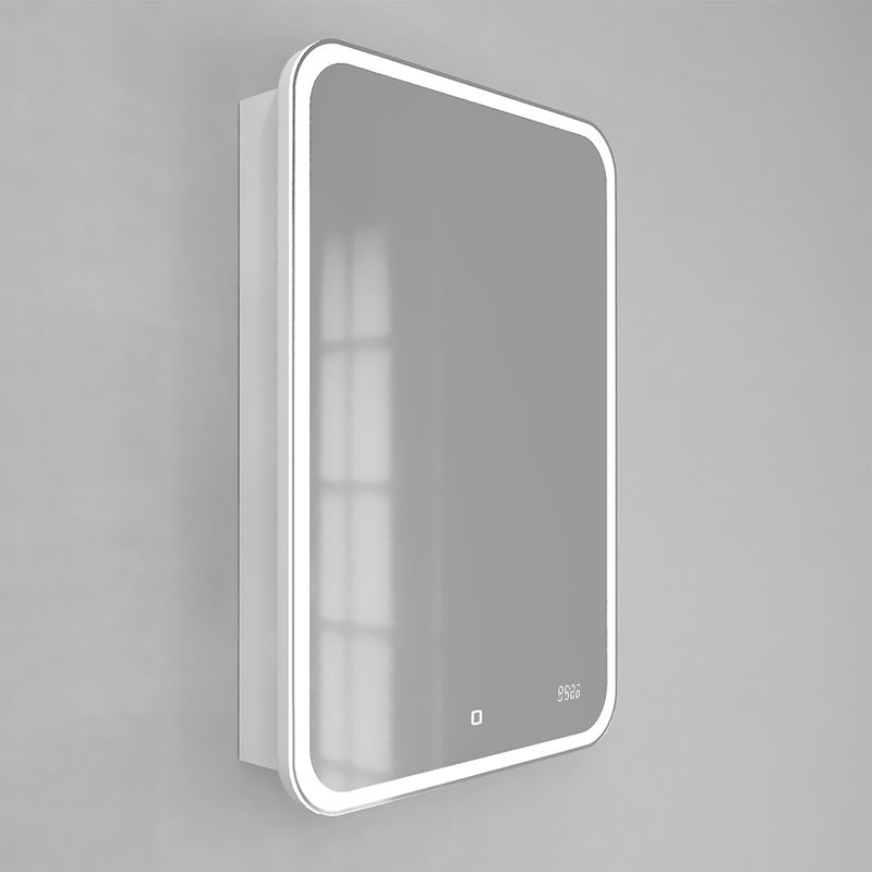 Шкаф с зеркалом для ванной Jorno Bosko 60 / Bos.03.60/W с подсветкой и часами