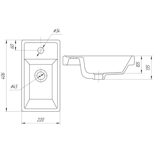 Раковина Универсал Енисей 40 см с/о / БП-э0000д1571