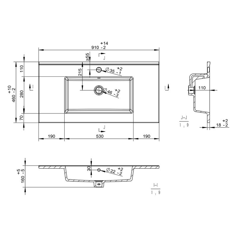 Раковина Brevita Lugo 90 см B-LUG090-01 белый