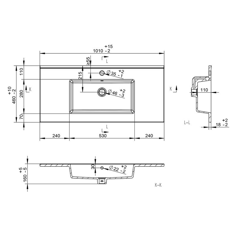 Раковина Brevita Lugo 100 см B-LUG100-01 белый