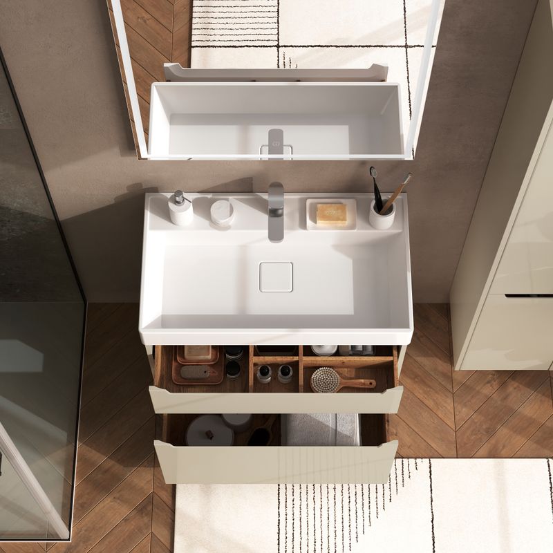Тумба с раковиной BRIZ Мастер 65 + Вилис / 367 03-08065-17 00 БЕЖ+4610119204013 бежевый (глянец)